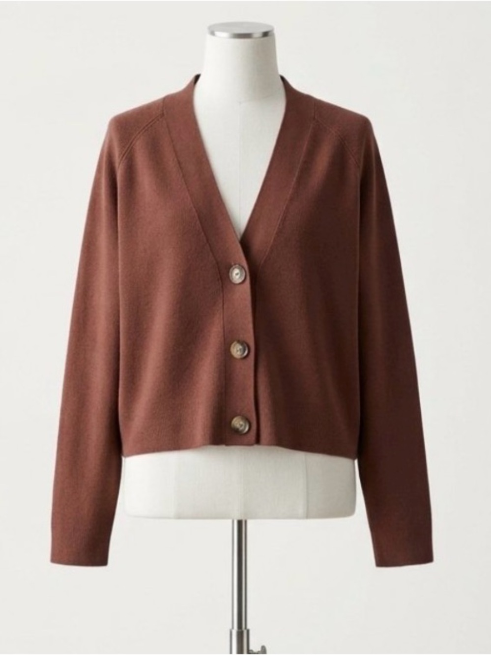 Zara Chestnut Brown V-Neck Button Front Cardigan